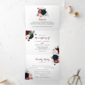 Luxury Boho Colorful Floral Trifold Wedding Drieluik Uitnodiging (Binnen)