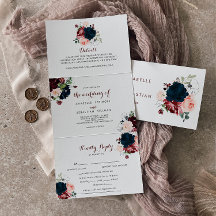 Luxury Boho Colorful Floral Trifold Wedding