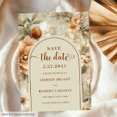 Luxury Boho Earthy Ivory Sage Floral Save the Date Kaart