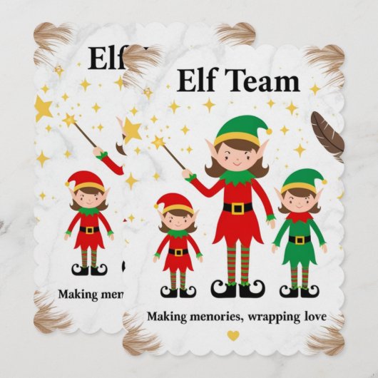 Luxury Boho Elf Team Holiday Party Invitation Kaart (Voorkant / Achterkant)