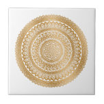 Luxury Boho Faux Gold Mandala Ornament White Tegeltje<br><div class="desc">Mooie luxe originele Faux Gold Boho Bohemian Mandala Ornament op een witte keramische achtergrond tegel. Houd er rekening mee dat het goud een vlak kleurenafdrukontwerp is en geen echte gouden folie. De achtergrondkleur kan worden aangepast en kan worden gewijzigd in een andere kleur.</div>