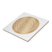 Luxury Boho Faux Gold Mandala Ornament White Tegeltje (Zijkant)