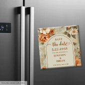 Luxury Boho Rusty Ivory Sage Floral Save the Date Magneet