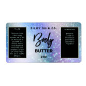 Luxury Bokeh Blue Body Butter Labels (Voorkant)