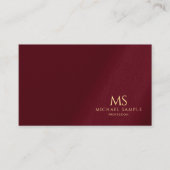 Luxury Bordeaux Elegant Gold Text Monogram Visitekaartje (Voorkant)