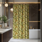 Luxury Botanical Curtain Green Gold Chic Decor Douchegordijn