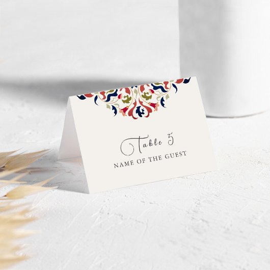 Luxury Botanical Floral Paisley Wedding Place Card Kaart
