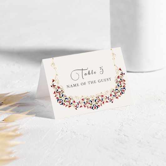 Luxury Botanical Floral Paisley Wedding Place Card Kaart