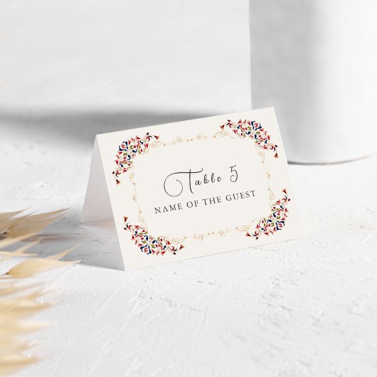 Luxury Botanical Floral Paisley Wedding Place Card Kaart
