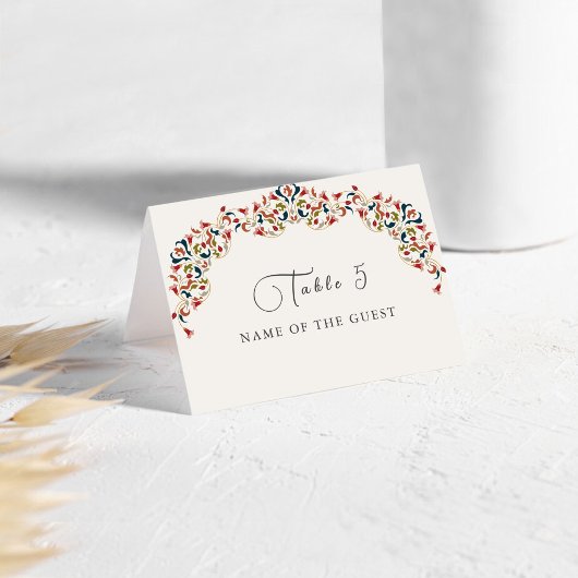 Luxury Botanical Floral Paisley Wedding Place Card Kaart