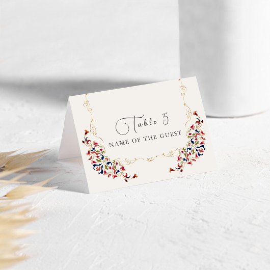 Luxury Botanical Floral Paisley Wedding Place Card Kaart