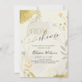  Luxury Botanical Gold Bridal Shower Party Kaart (Voorkant)