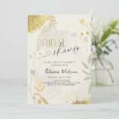  Luxury Botanical Gold Bridal Shower Party Kaart (Staand voorkant)