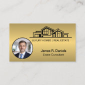 Luxury Brass Gold Real Estate Chic Professional Visitekaartje (Voorkant)