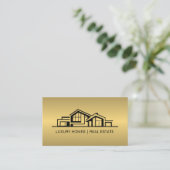 Luxury Brass Gold Real Estate Chic Professional Visitekaartje (Staand voorkant)