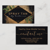 Luxury Bronze Glitter op Black Mobile Spray Tan Visitekaartje (Voorkant / Achterkant)