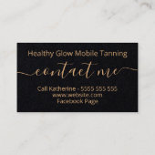 Luxury Bronze Glitter op Black Mobile Spray Tan Visitekaartje (Achterkant)