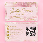 Luxury Brow Artist Gold Agate QR Code Visitekaartje