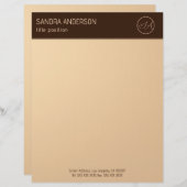 Luxury Brown and Gold Monogram Briefhoofd (Voorkant / Achterkant)