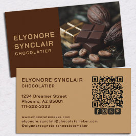 Luxury Brown Beige Half Photo Chocolatier Social Visitekaartje