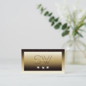 Luxury Brown Beige Ombre Sparkle Diamonds Initiale Visitekaartje (Staand voorkant)