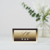 Luxury Brown Beige Ombre Sparkle Diamonds Monogram Visitekaartje (Staand voorkant)