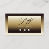 Luxury Brown Beige Ombre Sparkle Diamonds Monogram Visitekaartje (Voorkant)