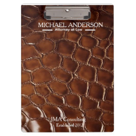 Luxury Brown Crocodile Leather Attorney at Law Klembord
