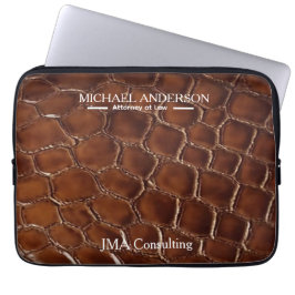 Luxury Brown Crocodile Leather Attorney at Law Laptop Sleeve