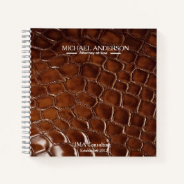 Luxury Brown Crocodile Leather Attorney at Law Notitieboek