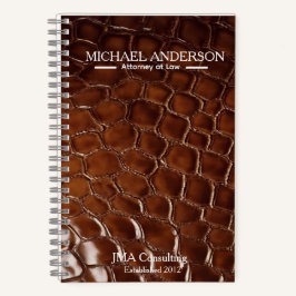 Luxury Brown Crocodile Leather Attorney at Law Notitieboek