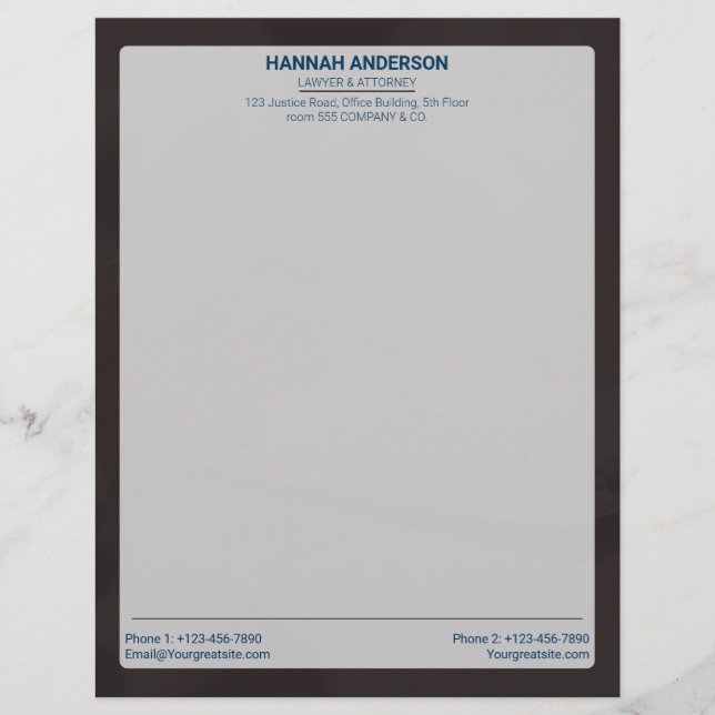 Luxury Brown Leather Look Lawyer Letterhead   Briefhoofd (Voorkant)
