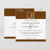 Luxury Brown Monogram Initiaal Weddenschap Kaart (Voorkant / Achterkant)