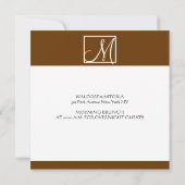 Luxury Brown Monogram Initiaal Weddenschap Kaart (Achterkant)