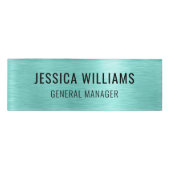 Luxury Brushed Teal Steel Professional Modern Naambadge (Voorkant)