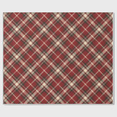 Luxury Burgundy and Cream Diagonal Tartan Plaid Cadeaupapier (Vlak)