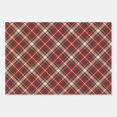 Luxury Burgundy and Cream Diagonal Tartan Plaid Inpakpapier Vel (Voorkant)