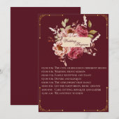 Luxury Burgundy and Gold Floral Wedding Program Programmakaart (Voorkant / Achterkant)