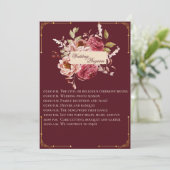 Luxury Burgundy and Gold Floral Wedding Program Programmakaart (Staand voorkant)