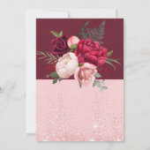 Luxury Burgundy Blush Pink Glitter Peony Wedding Kaart (Achterkant)