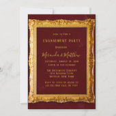 Luxury Burgundy en Gold Royal Engagement Party Kaart (Voorkant)
