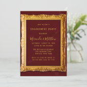 Luxury Burgundy en Gold Royal Engagement Party Kaart (Staand voorkant)