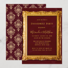 Luxury Burgundy en Gold Royal Engagement Party Kaart