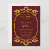 Luxury Burgundy en Gold Royal Wedding Invitation Kaart (Voorkant)
