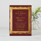 Luxury Burgundy en Gold Royal Wedding Kaart (Staand voorkant)
