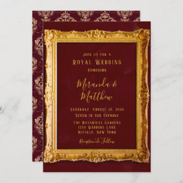 Luxury Burgundy en Gold Royal Wedding Kaart