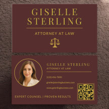 Luxury Burgundy Gold Attorney at Law QR Code