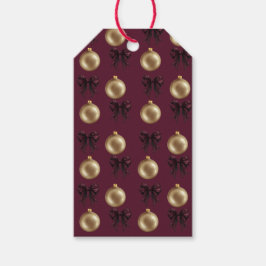 Luxury Burgundy & Gold Baubles & Bows Cadeaulabel