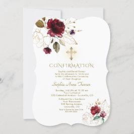 Luxury Burgundy Gold Floral Girl Bevestiging Kaart