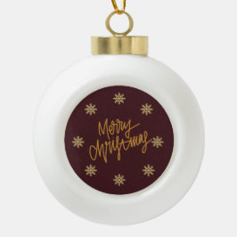 Luxury Burgundy & Gold Merry Christmas Bauble Keramische Bal Ornament